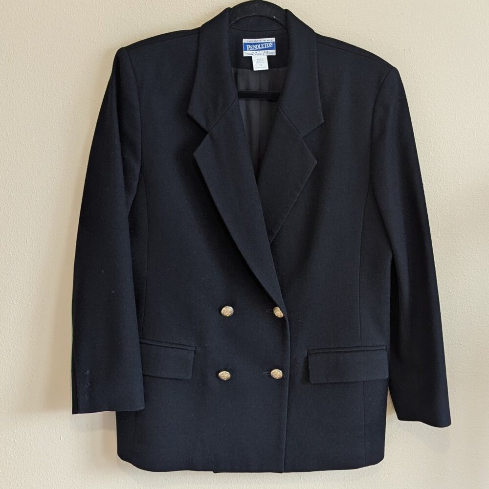 PENDLETON Vintage Black Wool Blazer | Double-Breasted